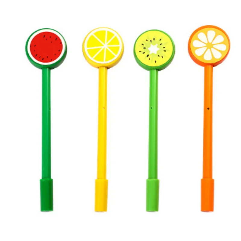 12 PCs Round Fruit Lollipop Gel Pens Set  0.5mm Fine Point Writing Pen Korean Stationery Wholesale