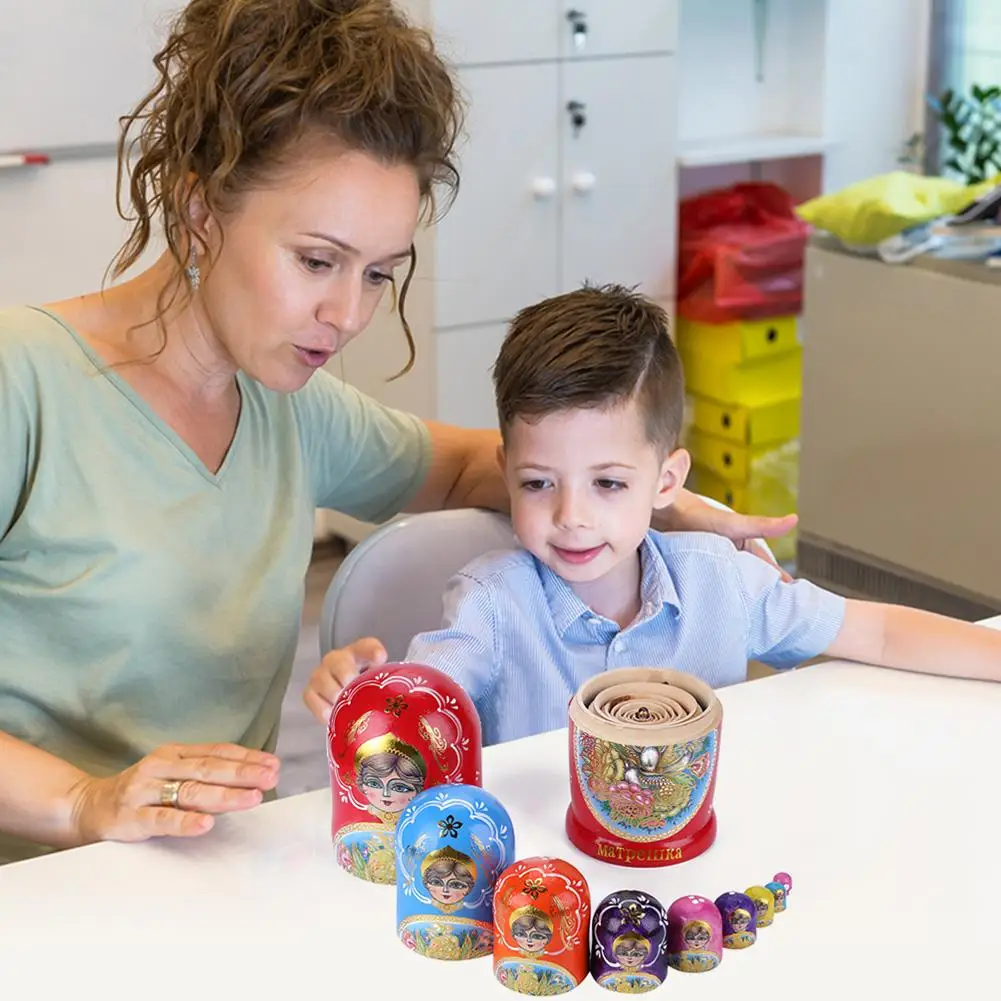 

10-слойные гнездовые куклы в стиле ретро, красочная деревянная Русская Матрешка, домашняя кукла, декоративное украшение, подарки, детская иг...