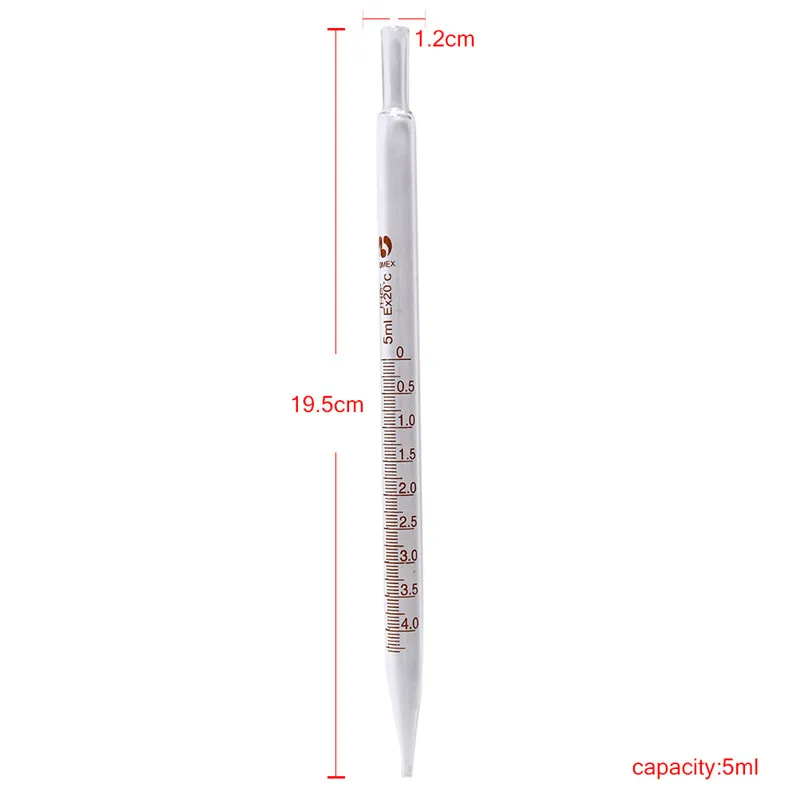 

1pc Transfer Pipettes 5ml/10ml Glass Graduated Pipette without Rubber Bulb Lab Chemistry Dropper Dispensing Lab Supplies