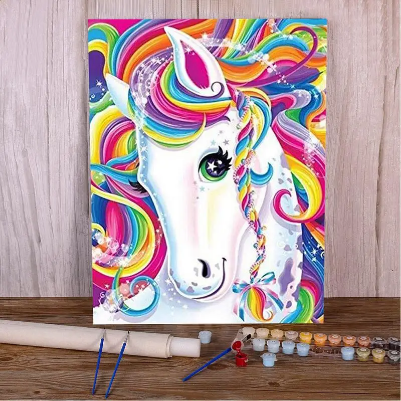 

Cartoon Painting By Numbers Unicorn For Kids DIY Home Decor Oil Drawing On Canvas Room Wall Art pintura por números