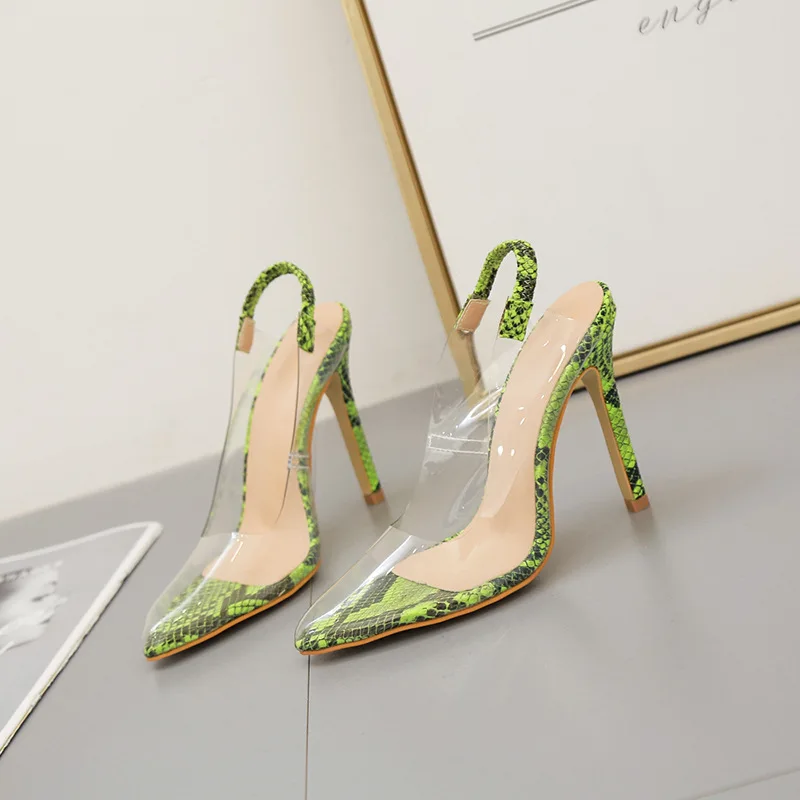 

transparent fine heel color high-heeled shoes 35 42 pointed sandals