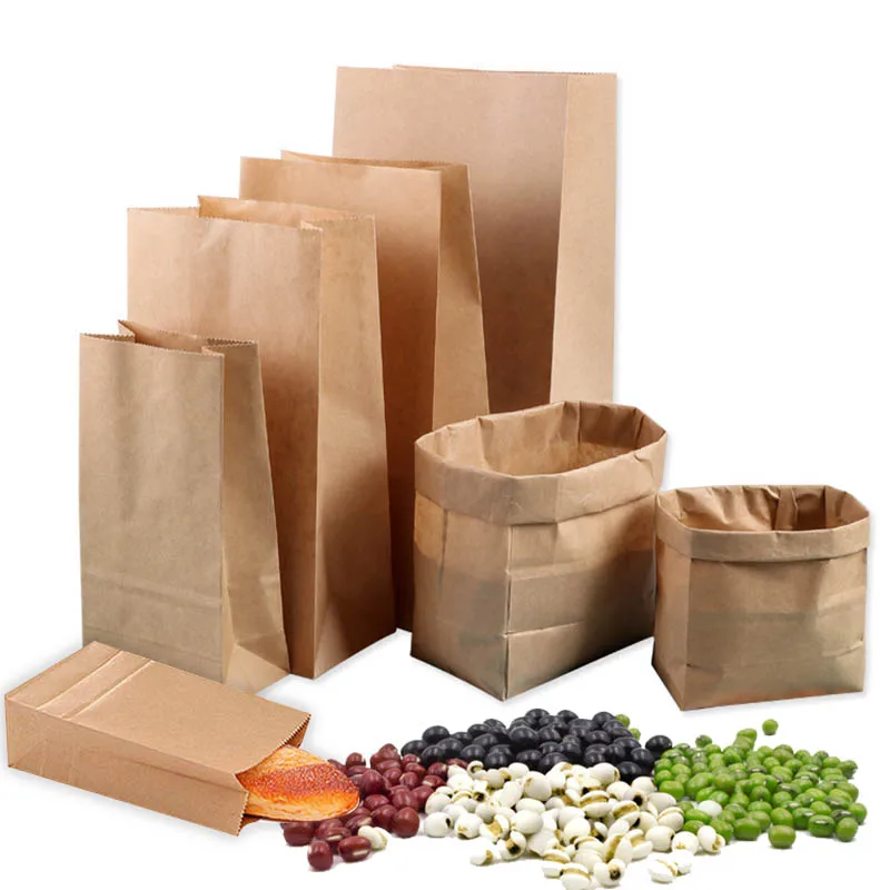 

Brown Kraft Paper Bags Square bottom food packaging bag breakfast baking oil proof kraft paper bag food storage bags 9x5.5x18cm