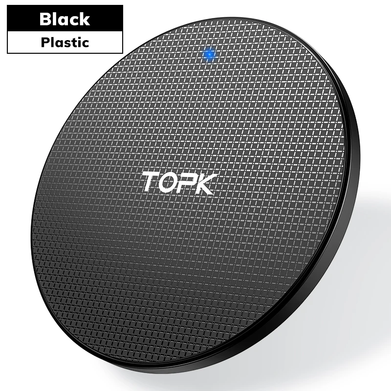 Black TOPK Беспроводное зарядное устройство 10 Вт для iPhone XR Xs Max X 8 Plus быстрая Беспроводная зарядная подставка для Xiaomi samsung S10 S9 Plus Note 8 9 10 - Цвет: Black