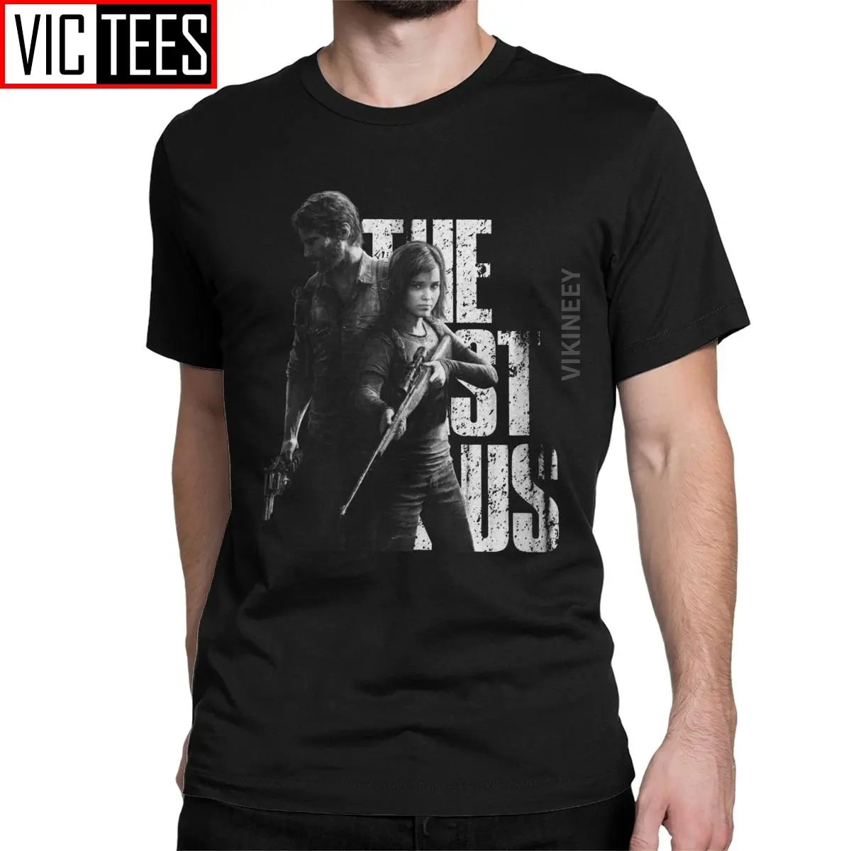 Vintage The Last Of Us Ellie And Joel T-Shirt for Men Cotton Tshirt Fireflies Tlou Video Game Oversized
