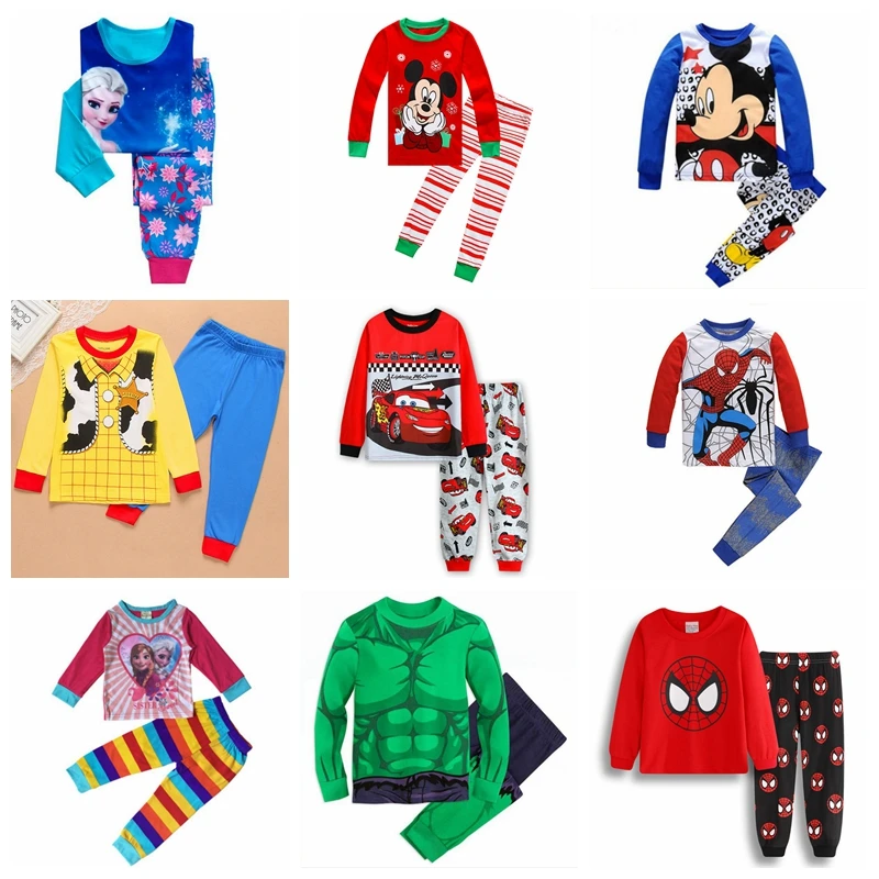 

Mickey Clothes For Girls Minnie Mouse Pajamas Spiderman Outfit Kids Sleepwear Cotton Spring Pyjamas Boys Long Sleeve Top Pants