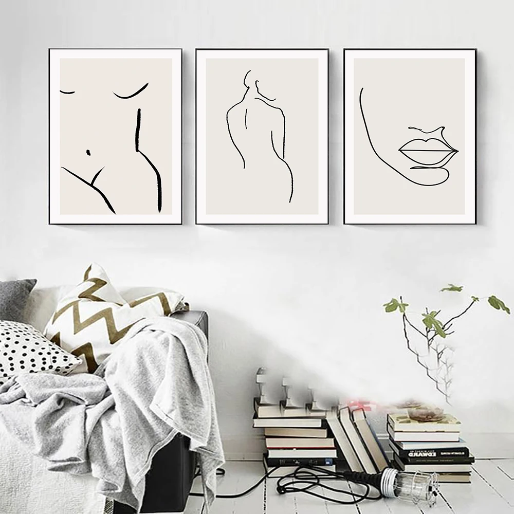 

Abstract Line Drawing Poster Geometric Canvas Painting Minimalist Art Print Modern Wall Picture for Living Room Home Decor