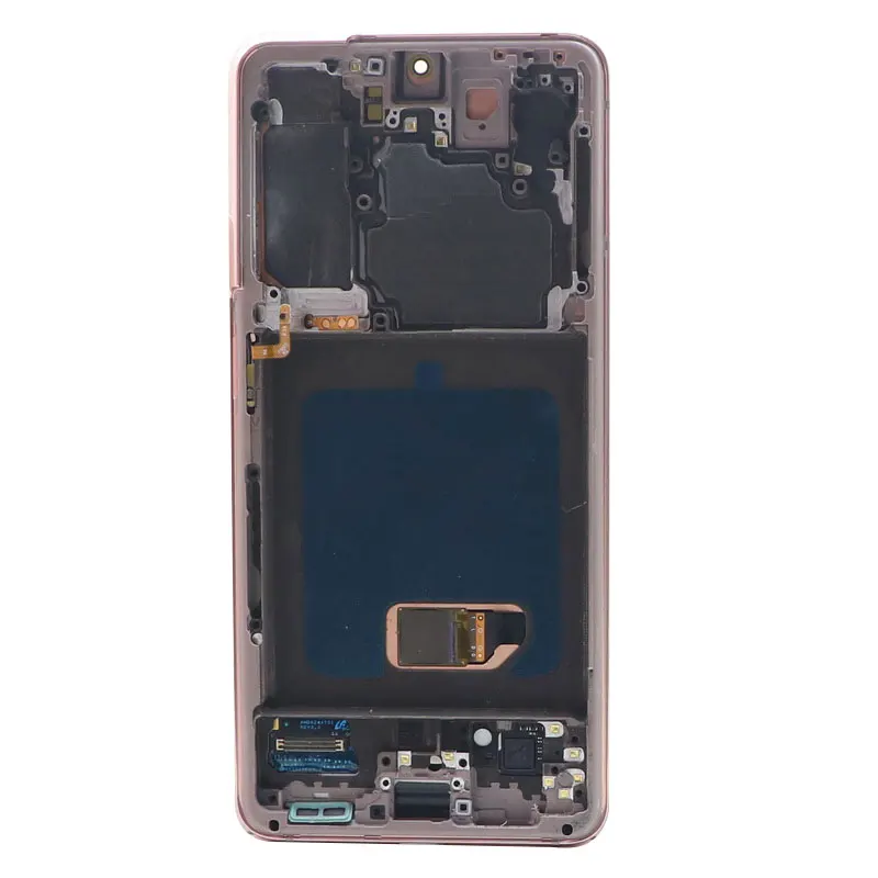 Pantalla Lcd AMOLED Original para Samsung Galaxy S21, montaje de digitalizador t&aacute;ctil con Marco, reemplazo con puntos, G991, G990F-3