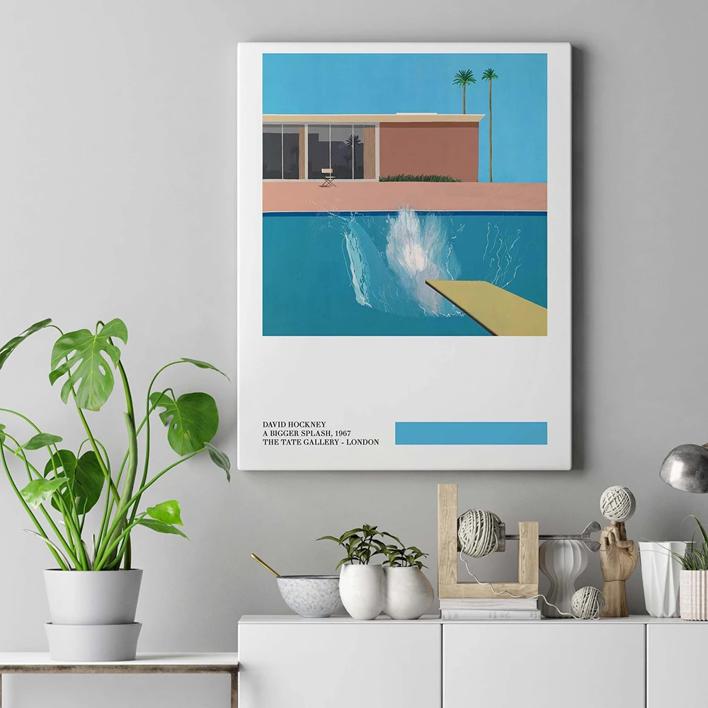 

David Hockney Exhibition Poster A Bigger Splash Art Print Minimalist Canvas Painting Modern Wall Pictures Living Room Home Decor