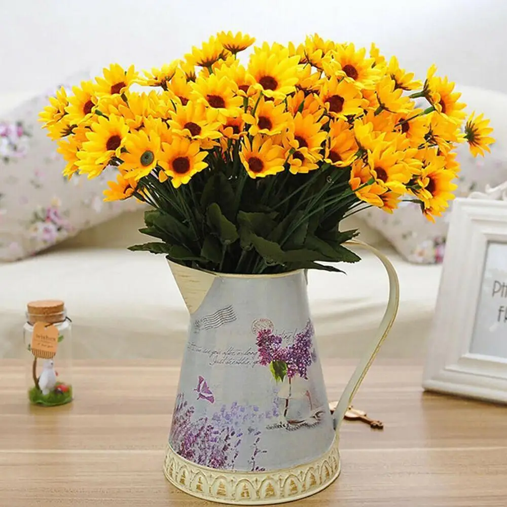 

High Quality 2pcs Sunflower Artificial Flower Sunflower Plant Flower Touch Wedding Flowers Real Bouquet G3C9