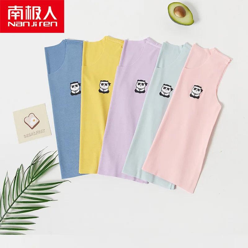NANJIREN/Детские топы Летние без рукавов для детей Модальная фиолетовая футболка