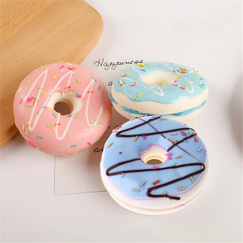 

85DE Double Jam Circle Bread Squishy Toy Squeeze Squishi Toy Slow Rising Stress