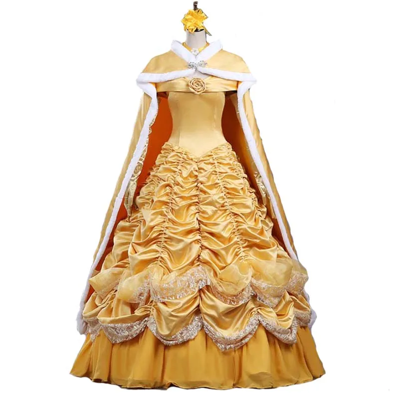 Новое поступление костюм Белль для косплея взрослых женщин и девочек желтое