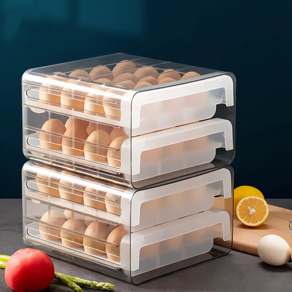 

1Pc 32-grids Double-layer Egg Storage Box Compartment Egg Tray Fresh-keeping Box Storage Box, Egg Box for Home