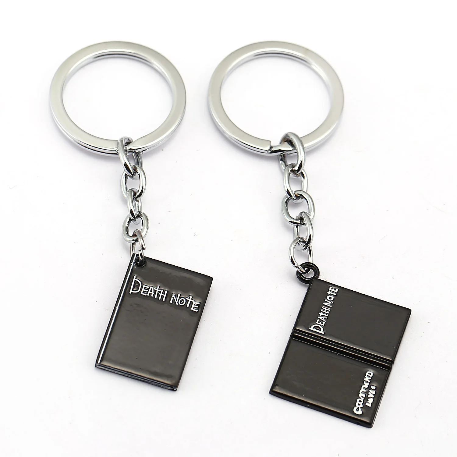 

Japanese Anime Death Note Shape Black Suqare Key Chain For Men Small Little Keyring Children Deathnote Trinket For Women Men