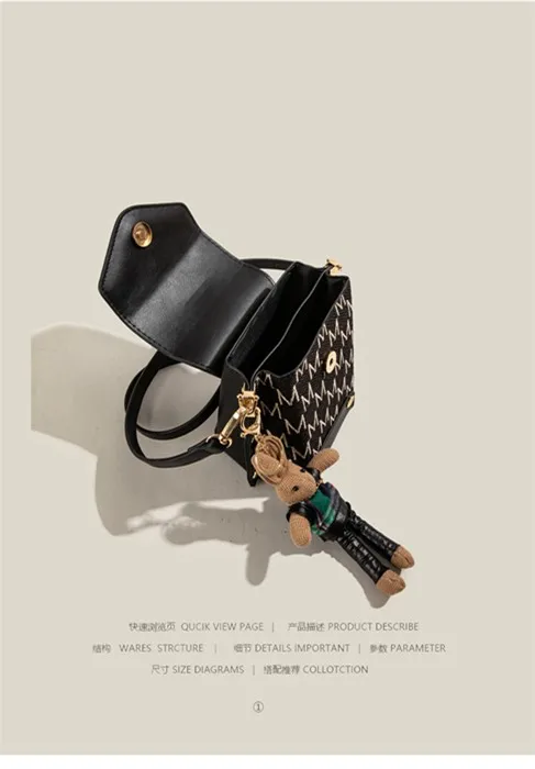 Maxdutti Ins Fashion Bag Women Blogger Messenger Bag Printing Armpit Bag Single Shoulder Chain Iphone Small Square Women's Bag