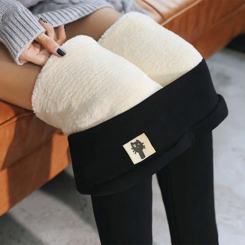 

Winter Women Leggings Sherpa Fleece Lined Thick Thermal Legging High Waist Cashmere Black Gray 2021 Cold Weather Warm Pants