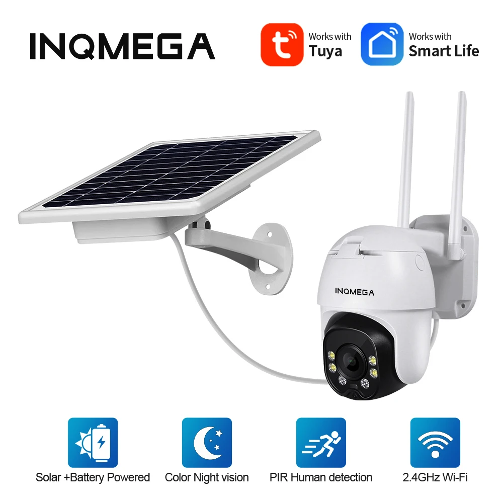 

INQMEGA Tuya Solar Camera Wifi HD Outdoor Smart Home Intrusion Alarm Surveillance Waterproof CCTV Camera with Auto Tracking