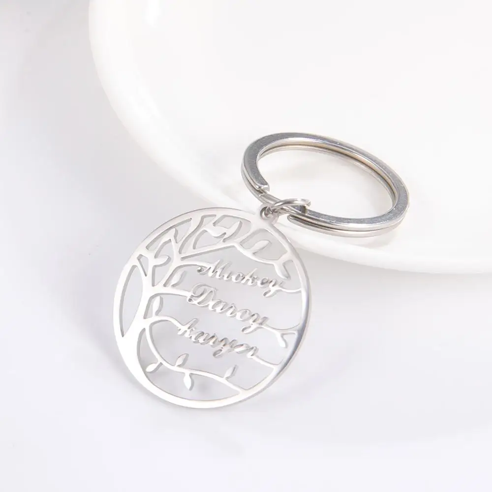 

Sipuris Personality Custom Birthstone Tree of Life Keychain Custom Name Keychain Stainless Steel Family Member Tree Keyring Gift