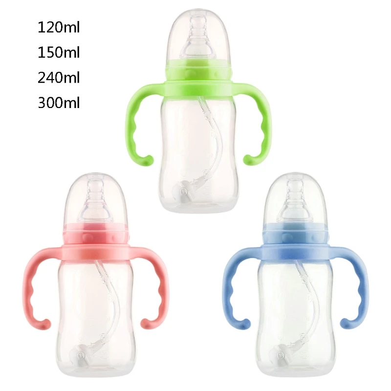 

Baby Milk Feeding Bottle Cup Standard Mouth Silicone Nipple Milk Bottle Water Fruit Juice Drinking Bottle