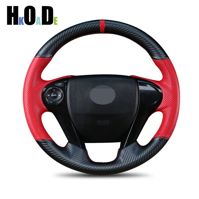 DIY углеродного волокна замши ручной стежка чехол рулевого колеса автомобиля для