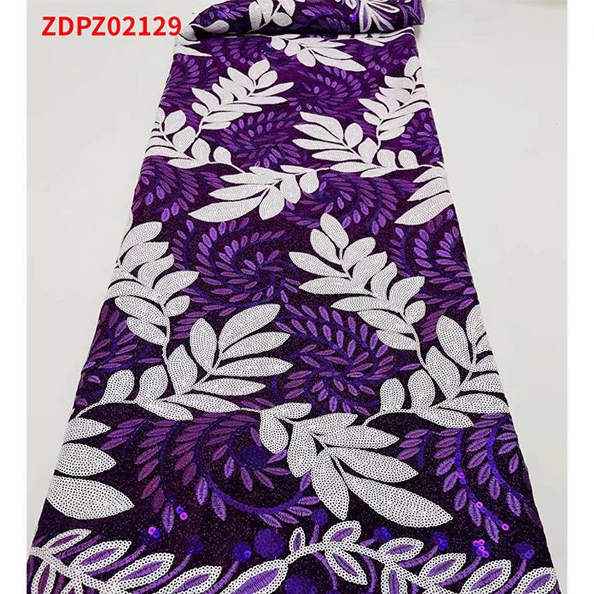 

Красочная африканская кружевная ткань Анкары, нигерийская французская сетчатая ткань с блестками, Женская швейная одежда ZCPZ02129
