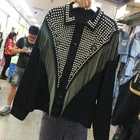 Женская джинсовая куртка Chaquetas, Короткая свободная весенняя куртка, украшенная стразами, в Корейском стиле bf, осень 2021