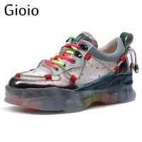gioio dazzle color breathable fashion sports casual shoe trend thick sole running sneakers women colored female shoes