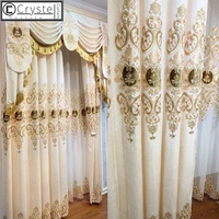 luxury european curtains for living room velvet curtains sheer gold print high shading window curtains for dining room bedroom