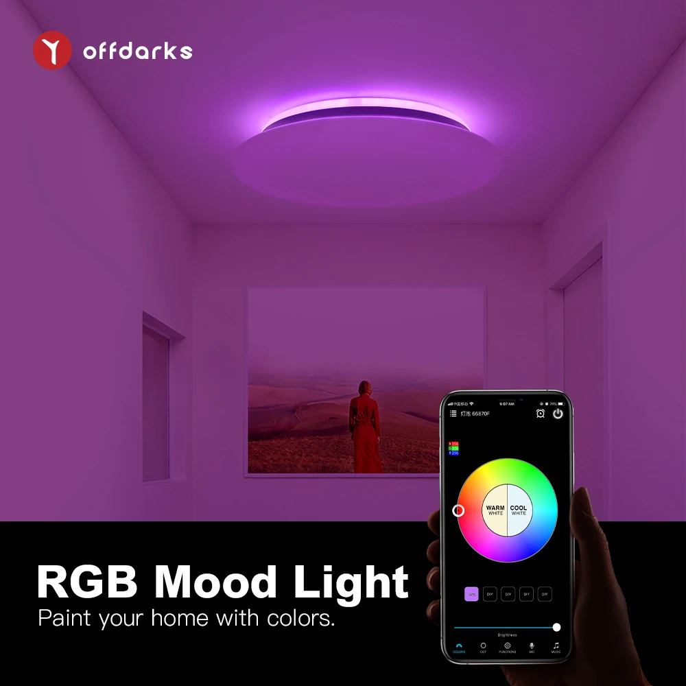OFFDARKS Smart Ceiling Light WIFI Voice Control Bluetooth Speaker APP Remote Bedroom Kitchen Music lamp | Лампы и освещение