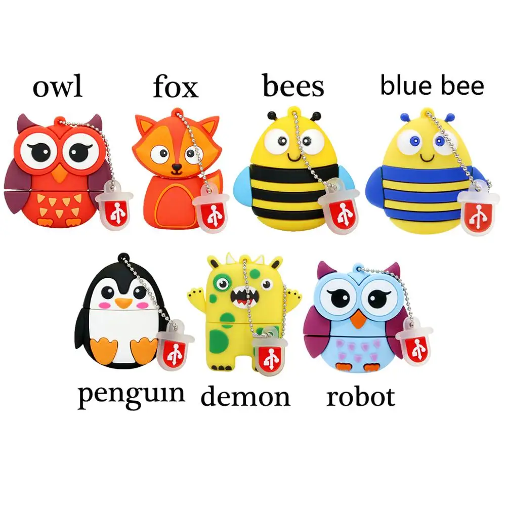 

New Arrival USB Flash Drive 128GB Pen Drive 4GB 8GB 16GB 32GB 64GB USB-flash Pendrive Mini Lovely Owl/Robot Memory 7Stick U Disk