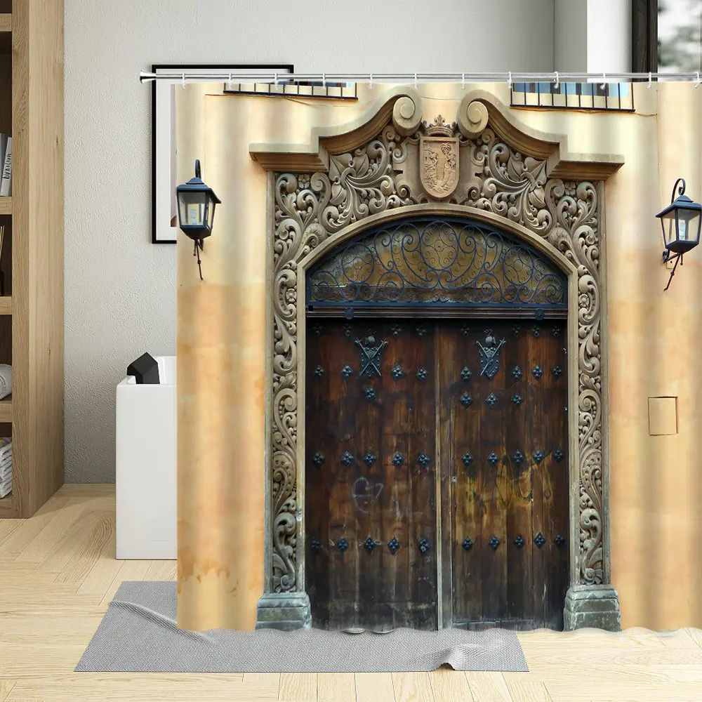 

Занавеска для душа с геометрическим рисунком старших ворот, ретро-занавеска для двери, декор для ванной комнаты, Полиэстеровая Водонепрони...