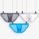 Мужские брифы, новые тонкие Дышащие Мягкие сетчатые прозрачные трусы, мужское уютное нижнее белье, трусы