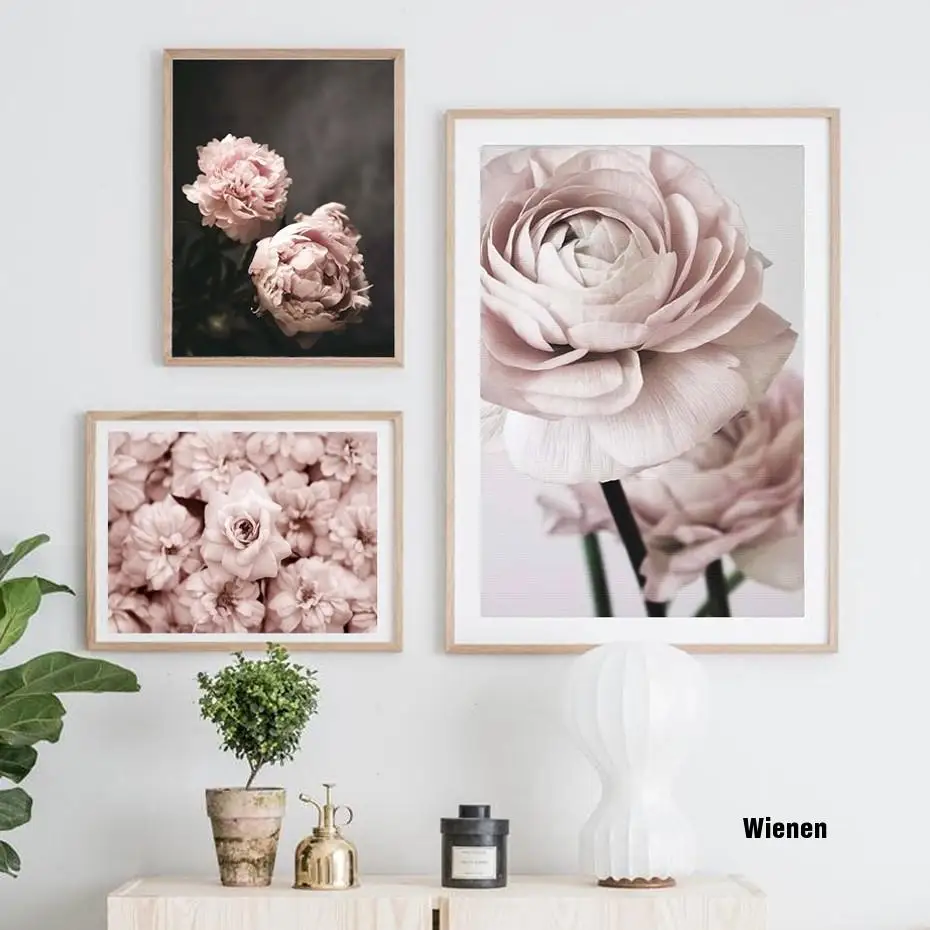 

Modern Romantic Flowers Canvas Paintings Gallery Light Pink Peonies Posters Prints Wall Art Pictures Bedroom Interior Home Deco
