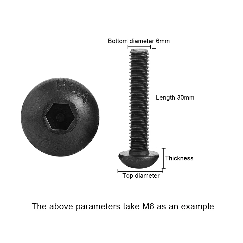 10-60pcs Bulk Pack ISO7380 Hex Screws M2 M2.5 M3 M4 M5 M6 M8 - Black Button Head Hex Socket Cap Screws - Hexagon Socket Round Head Screws image 4