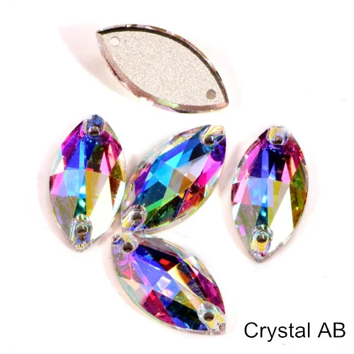 crystal AB AAAAA качественные стразы 4 размера в форме навета из хрустального стекла, пришивные стразы с плоской задней стороной для украшения платья B0936 - Цвет: crystal AB