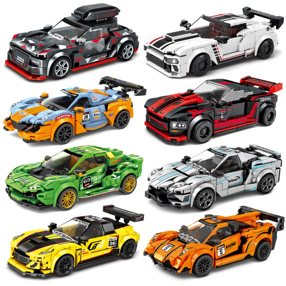 

Supercar Building Blocks Speed Champions F1 Racing Sports Vehicle Pull Back Car Set Kit Bricks Classic MOC Model Toys For Kids