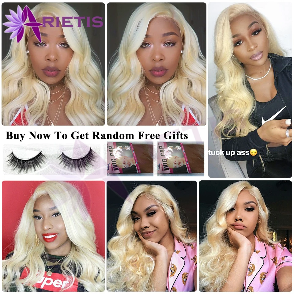 Парик бразильский с мелкой блондинкой без клея 13x4 613|Парик из натуральных волос