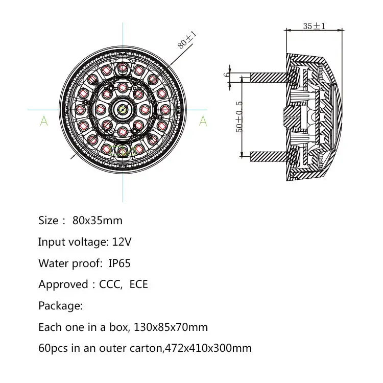 

ECE CCC KS round motorcycle led fog signal lights indicator lights led truck tail light