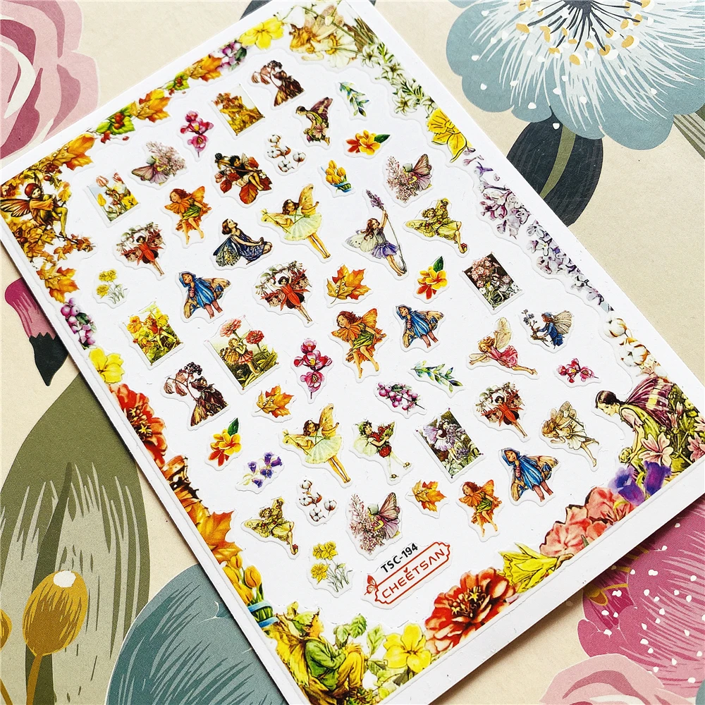 

TSC-194-195 The girl's back has beautiful butterfly wings 3D Back glue Nail decal Nail sticker Nail decoration Nail art