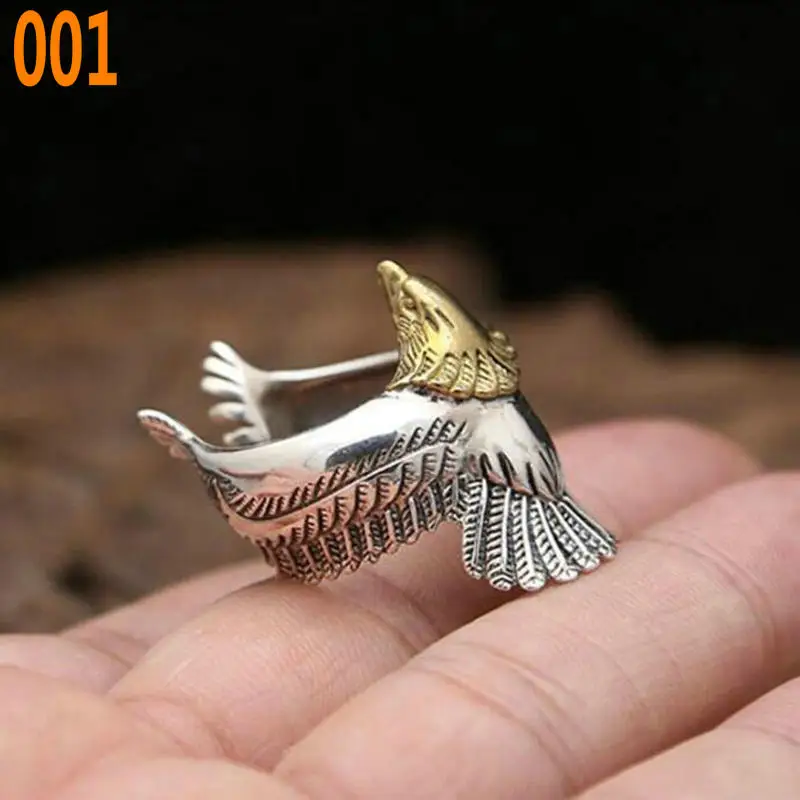 Открытое кольцо в виде животного из нержавеющей стали Винтажное орла с крыльями