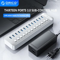 orico usb 3 0 industrial hub 71013 abs usb otg splitter onoff switch with 12v power adapter support charger for computer