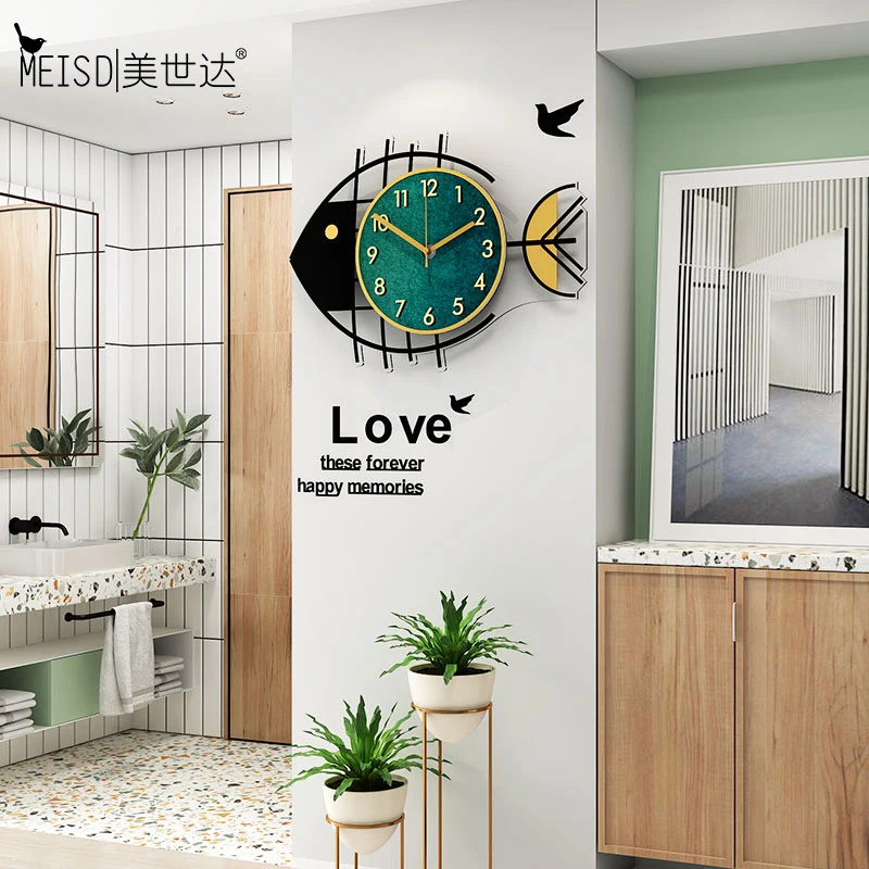 Креативные настенные часы в виде рыбок скандинавском стиле современный дизайн