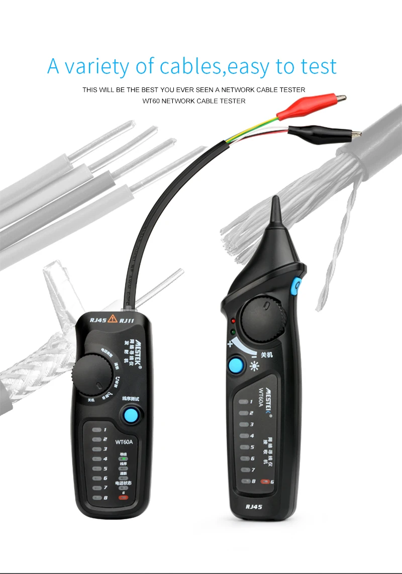 MESTEK WT60A тестер для телефонного кабеля tracer сетевой кабель тестер детектор линия finer