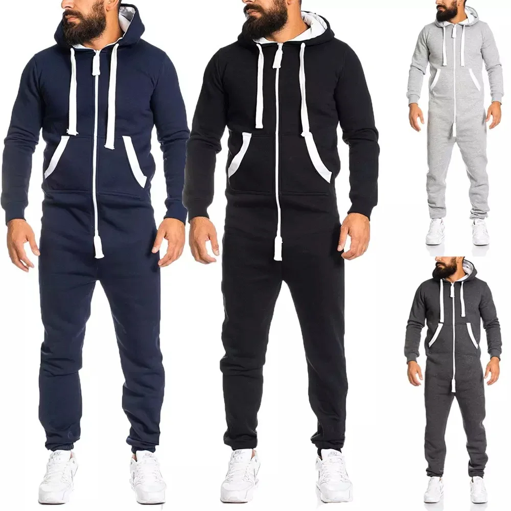 

ZOGAA Autumn Mens Casual One-piece Sports Suit Hot Sale Zipper Home Large Size Fashion Casual Simple All-match New Men Clothing