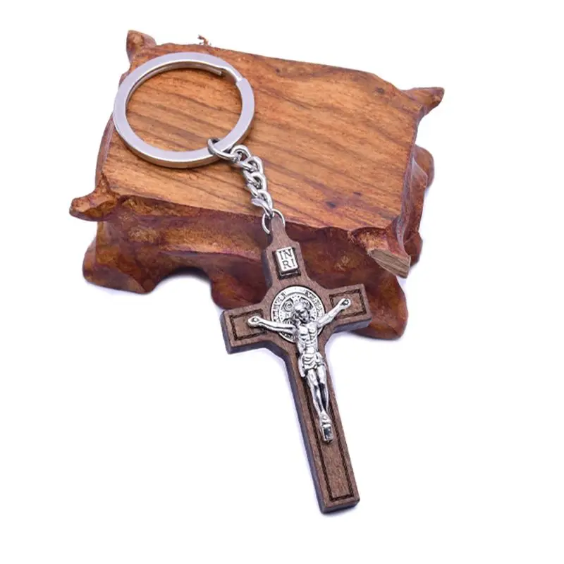 

Christian Jesus Cross Keychain Religious Key Ring Jewelry Pendant Car Souvenirs G5GB