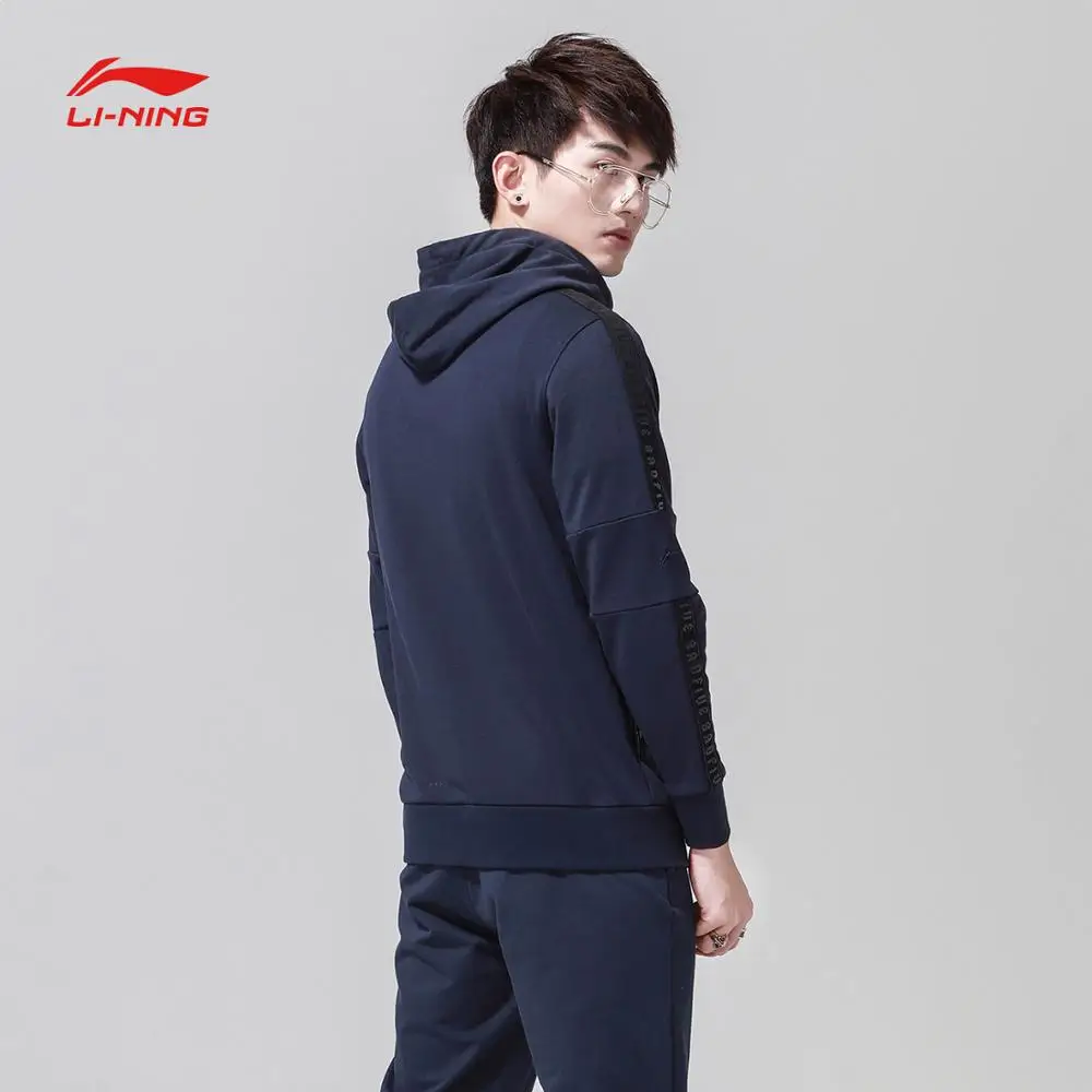 Li-Ning мужская толстовка с капюшоном для баскетбола серии BAD FIVE, 84% хлопок, 16% полиэстер, пальто с капюшоном, спортивная куртка с подкладкой AWDN331 MWW1425