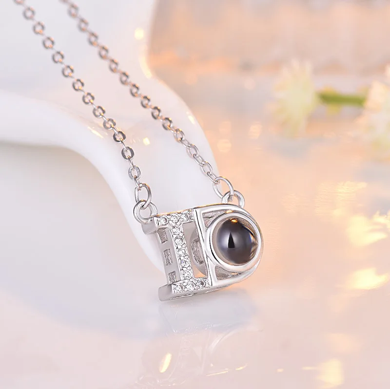 style 2 silver Amxiu DIY, Ожерелье I Do, 100 языков, проекционное Ожерелье I love you, 925 пробы, серебряное ожерелье для женщин, свадебное ювелирное изделие, подарок - Окраска металла: style 2 silver