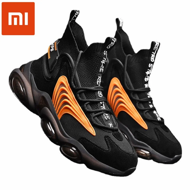 

Новинка осени 2021, мужские кроссовки xiaomi mijia 4 4, высокие кроссовки с высоким верхом и мягкой подошвой из углеродного волокна, кроссовки для бе...