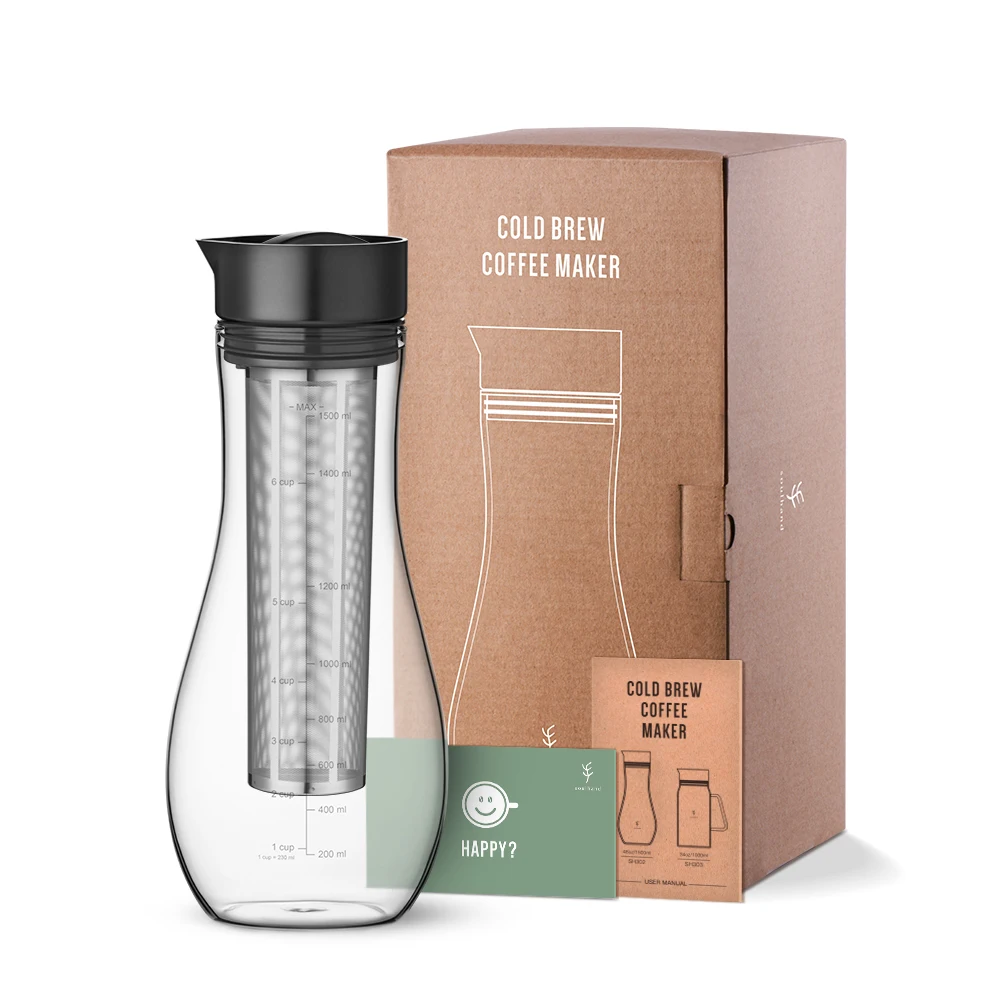 

1500ml Espresso Maker Cold Brew Iced Coffee Maker Dual Use Filter Coffee&Tea Pot Espresso Ice Drip Maker Glass