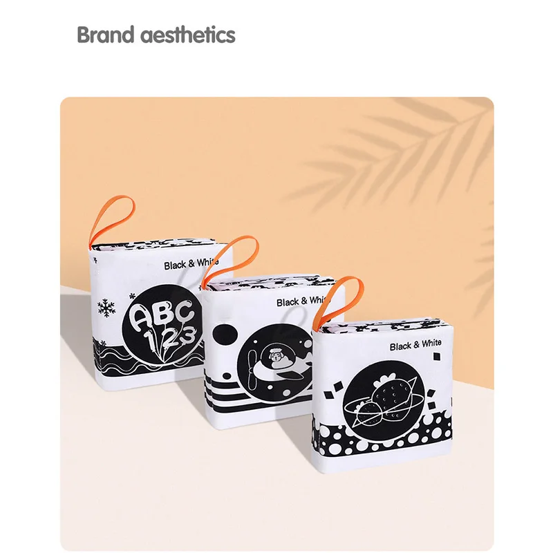 

3 Pcs Black White Cloth Book Newborn Soft Safety Books Early Learning Educational Toys Kid Cute Cartoon Hanging Book 0 -12 Month